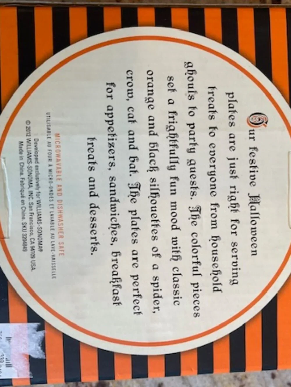 Halloween Williams Sonoma Trick or Treat Set of 4 Appetizer Plates NIB 2012